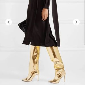 NEW! Jimmy Choo Hurley 100 metallic leather boots